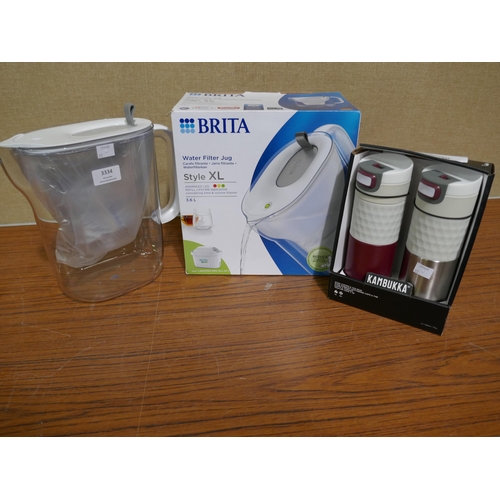 3334 - Brita Maxtra Xl Style Jug, Kambukka Travel Mug's (322-71,74) *This lot is subject to VAT