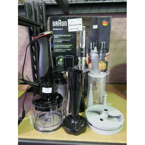 3426 - Braun Multiprimer 9 Hand  Blender - Model Mq9187Xli, Original RRP £108.33 + VAT (322-92) *This lot i... 