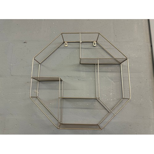 1485B - Two Octagonal wire metal wall shelving units