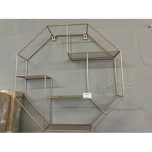 1485B - Two Octagonal wire metal wall shelving units