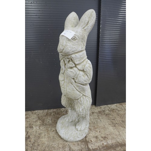 2095 - A stone effect concrete rabbit in a waistcoat