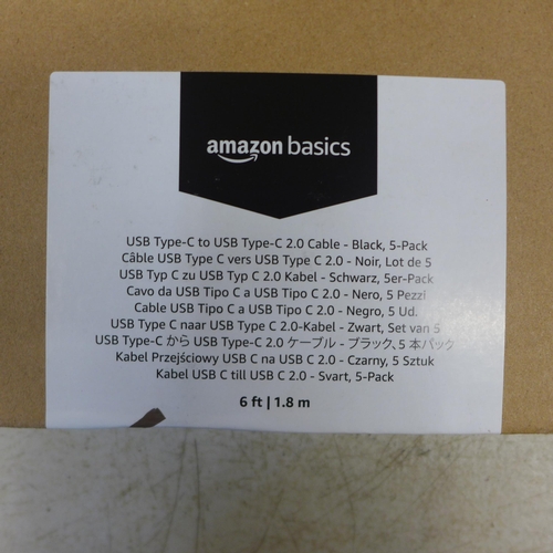2060 - 10 boxes of 5 Amazon Basics 1.8m USBC to USBC charging cables 50 in total