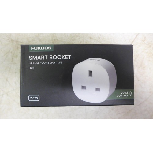 2061 - A box of 12 packs of Fokoos FU13 voice control smart sockets - 2 per pack