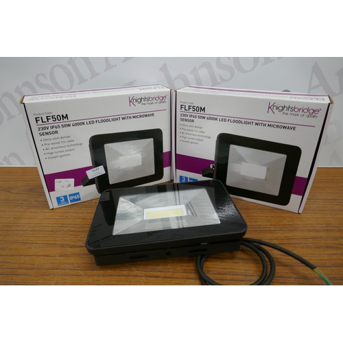 2064 - 2 Knightsbridge FLF50M 230V IP65 50w 4000k LED floodlights with microwave sensors