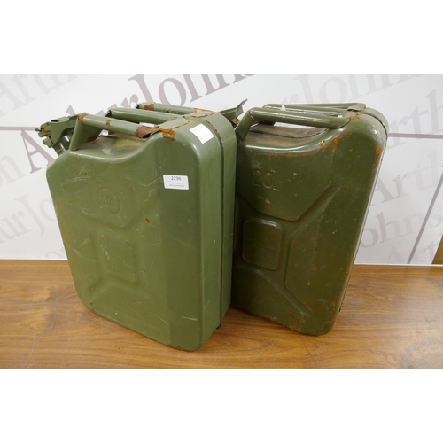 2296 - 2 metal 20 ltr jerry cans