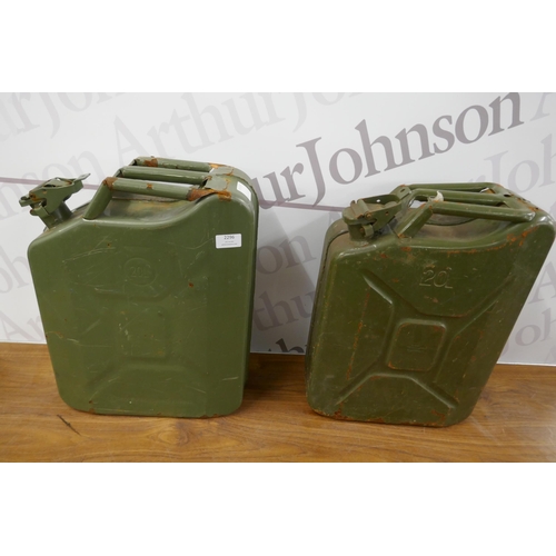 2296 - 2 metal 20 ltr jerry cans