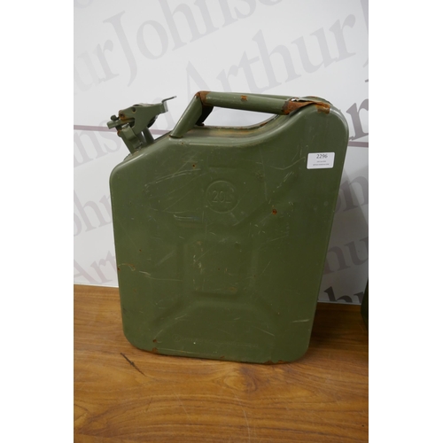 2296 - 2 metal 20 ltr jerry cans