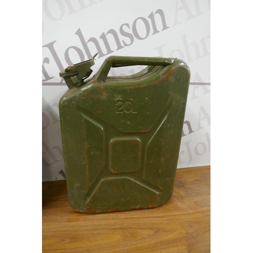 2296 - 2 metal 20 ltr jerry cans