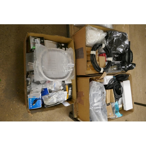 2311 - 3 boxes of assorted unused items including a pressure washer hose, thermal boot covers, plastic cutl... 