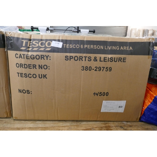 2326 - 2 Tesco 6 person living area tents * This lot is subject to VAT