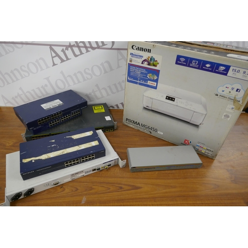 2327 - A Canon Pixma MG6450 wireless print copy, scan and cloud link printer and a Catalyst 2960 series con... 