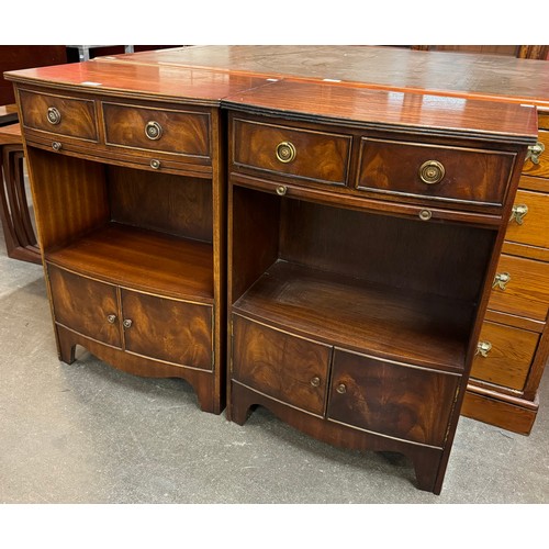 105 - A pair of George III style mahogany bow front night stands