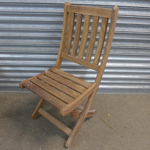 2155 - 3 teak folding garden chairs and a teak side table