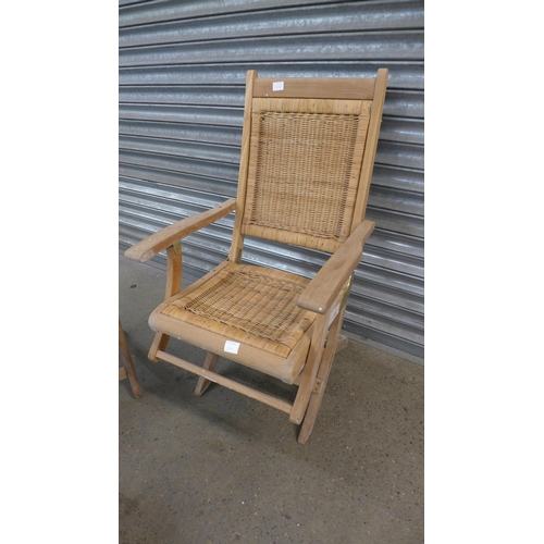 2155 - 3 teak folding garden chairs and a teak side table