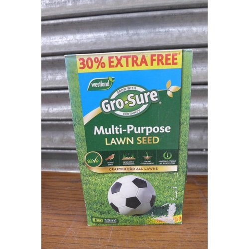 2170 - 4 boxes of Gro-Sure multi-purpose lawn seed, two 300ml cans of Doff Spider and Crawling Insect Kille... 