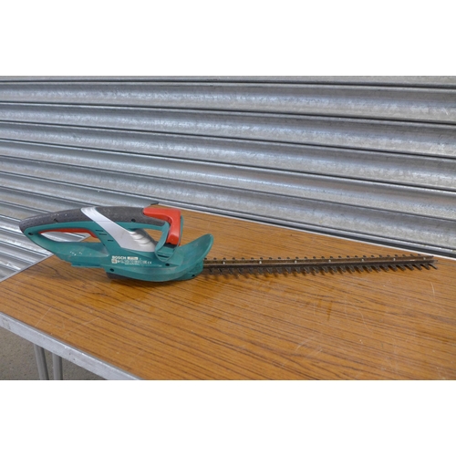 2180 - Two electric hedge cutters - B&Q hedge trimmer RTY450HTA and a Bosch AHS52Li cordless hedge trimmer ... 