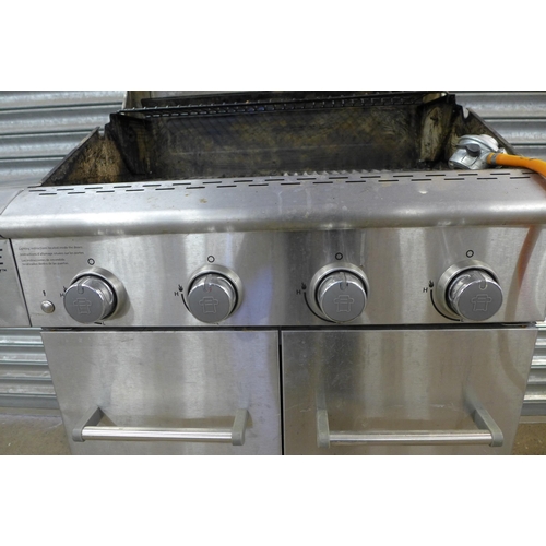 2213 - A Nexgrill Deluxe dual energy four burner gas BBQ with one side burner and cover