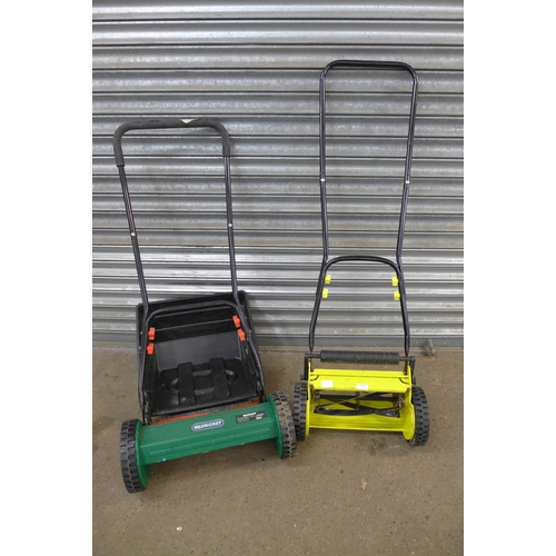 2214 - A Challenge GT5614 hand push cylinder mower and a Qualcast GSS380 38cm hand push cylinder mower