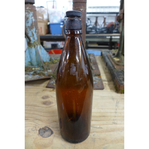 2250 - 2 trays of vintage brown glass beer bottles