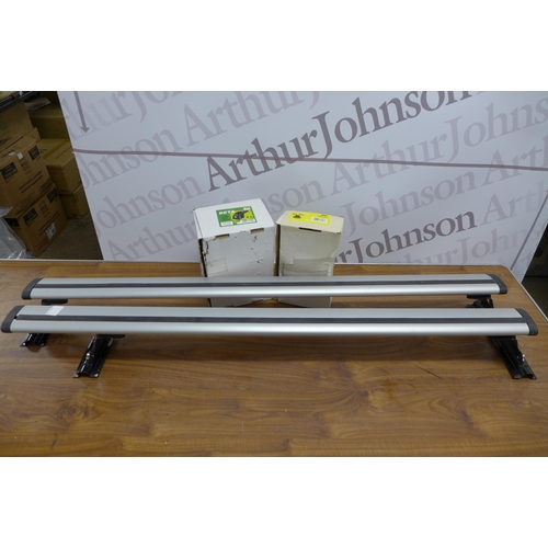 2266 - A pair of Amos roof bars with fittings, complete, to fit B Class 245 Mercedes Benz