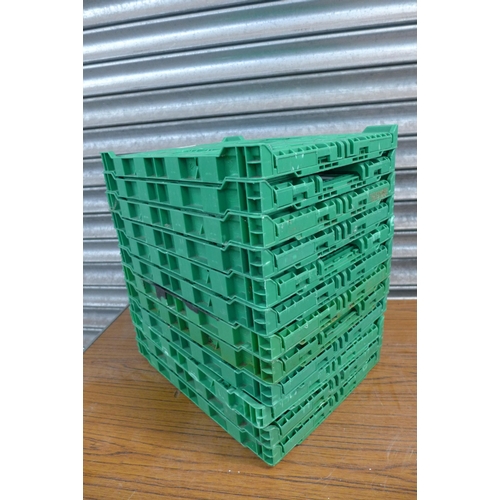 2269 - Twelve 30cm x 40cm collapsible plastic storage crates and five 60xm x 40cm plastic storage crates