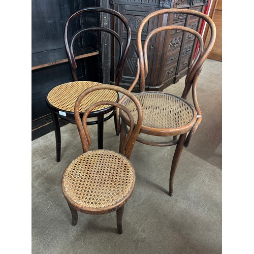 133 - Three assorted beech bentwood chairs