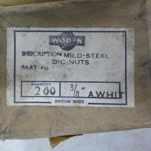 2069 - 2 boxes of approximately 200 Woden mild steel Whitworth nuts