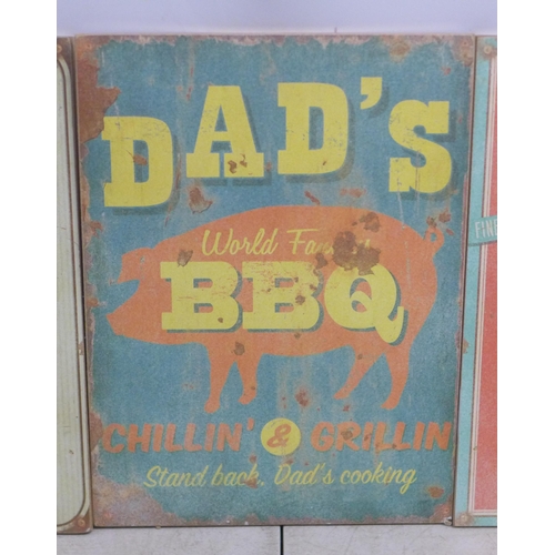 2076 - 3 food related prints on boards including Burgers, Dads BBQ and Extra Spicy