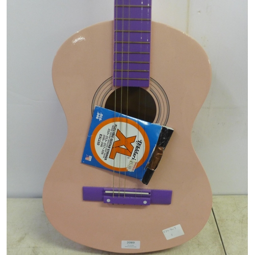 2089 - Two children's acoustic guitars - one boxed Horner folk guitar and one pink Ready Ace guitar with sp... 