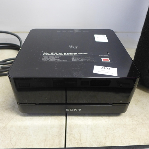 2103 - A Sony S-Master digital amplifier subwoofer, a Sony Es-Prit DAV-IS10 5.1ch DVD home theatre system w... 