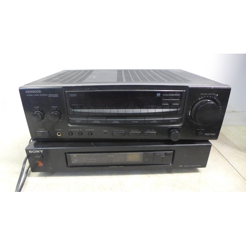 2104 - A Bullet ME30G amp, Kenwood KR-V6060 stereo receiver, Sony SAT-503 satellite tuner, Chrome Mix RM-I ... 