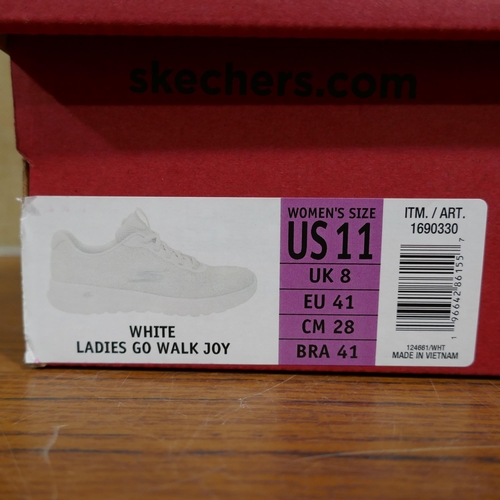 3157 - Pair of ladies Go Walk Joy white Sketcher trainers (size 8). *This lot is subject to VAT