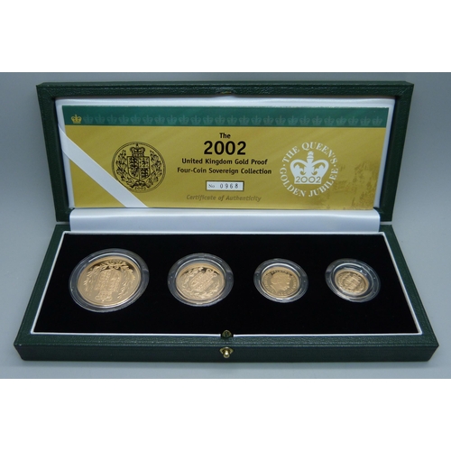 1020 - A Royal Mint The 2002 UK Gold Proof Four-Coin Sovereign Collection, No. 0968