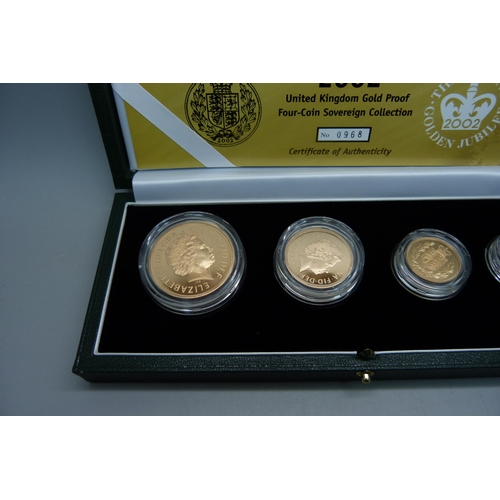 1020 - A Royal Mint The 2002 UK Gold Proof Four-Coin Sovereign Collection, No. 0968