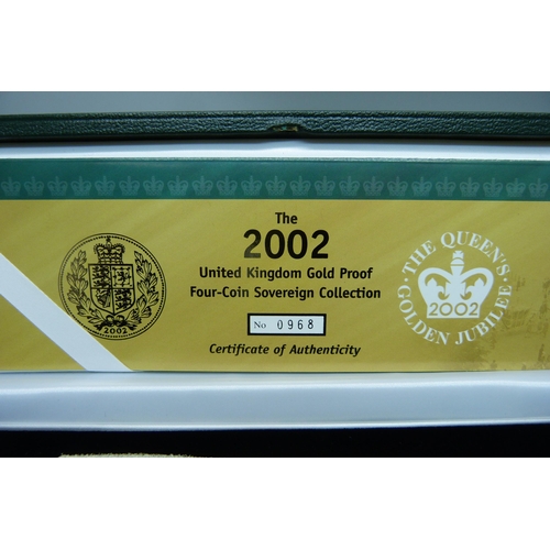 1020 - A Royal Mint The 2002 UK Gold Proof Four-Coin Sovereign Collection, No. 0968