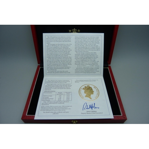 1022 - A Royal Mint The 1995 UK Gold Proof Four-Coin Sovereign Collection, No. 0713