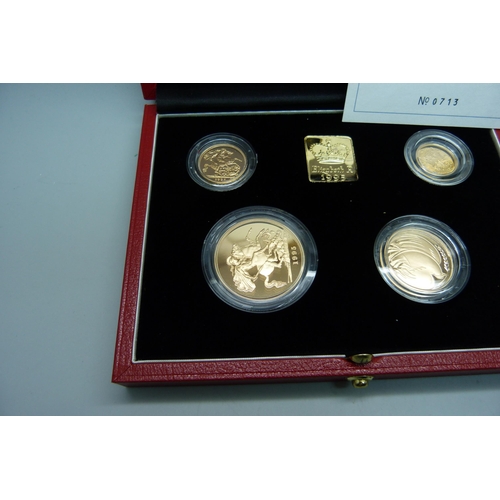 1022 - A Royal Mint The 1995 UK Gold Proof Four-Coin Sovereign Collection, No. 0713