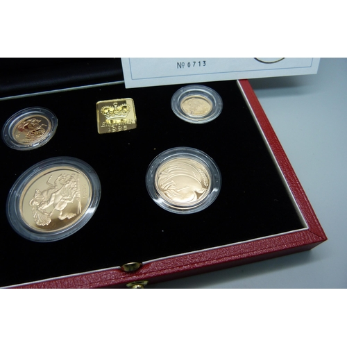 1022 - A Royal Mint The 1995 UK Gold Proof Four-Coin Sovereign Collection, No. 0713