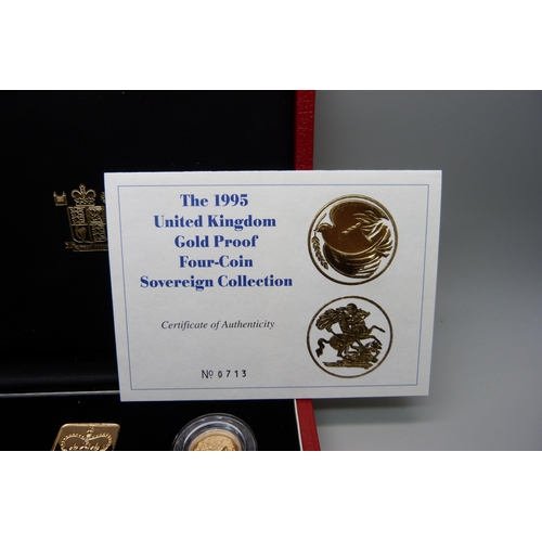 1022 - A Royal Mint The 1995 UK Gold Proof Four-Coin Sovereign Collection, No. 0713