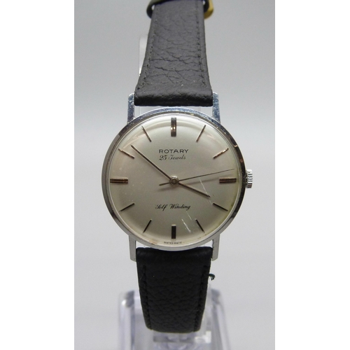 1057 - A gentleman's stainless steel Rotary 'Self Winding' wristwatch