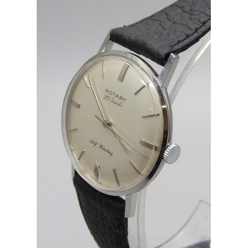 1057 - A gentleman's stainless steel Rotary 'Self Winding' wristwatch