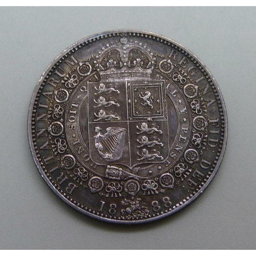 1068 - A Victorian 1888 half-crown