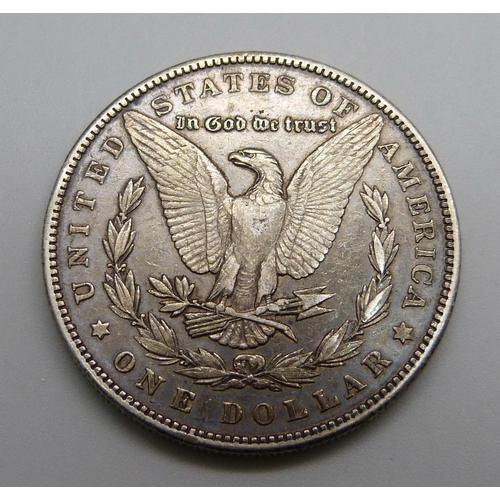 1073 - An American 1887 Morgan silver one dollar coin, 26.6g