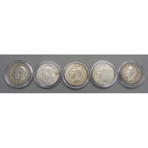 1077 - Five Florins, 1912-1944-1943-1945 x2