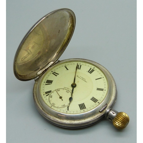 1080 - A 0.925 silver full-hunter pocket watch, lacking loop