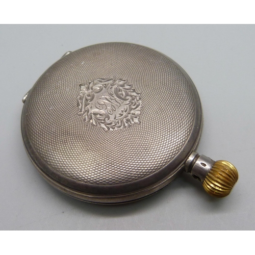 1080 - A 0.925 silver full-hunter pocket watch, lacking loop