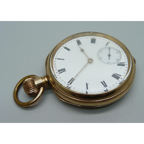 1081 - A plated pocket watch, Waltham Traveler