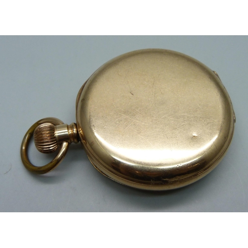 1081 - A plated pocket watch, Waltham Traveler