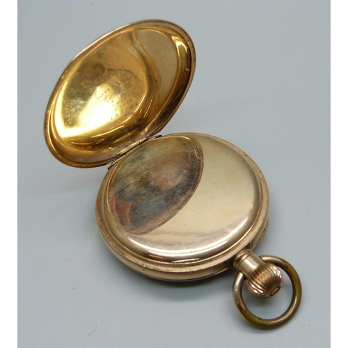 1081 - A plated pocket watch, Waltham Traveler