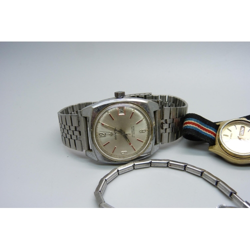 1090 - An Invicta 17 jewels wristwatch, a lady's Seiko day date quartz wristwatch and a lady's Union Specia... 